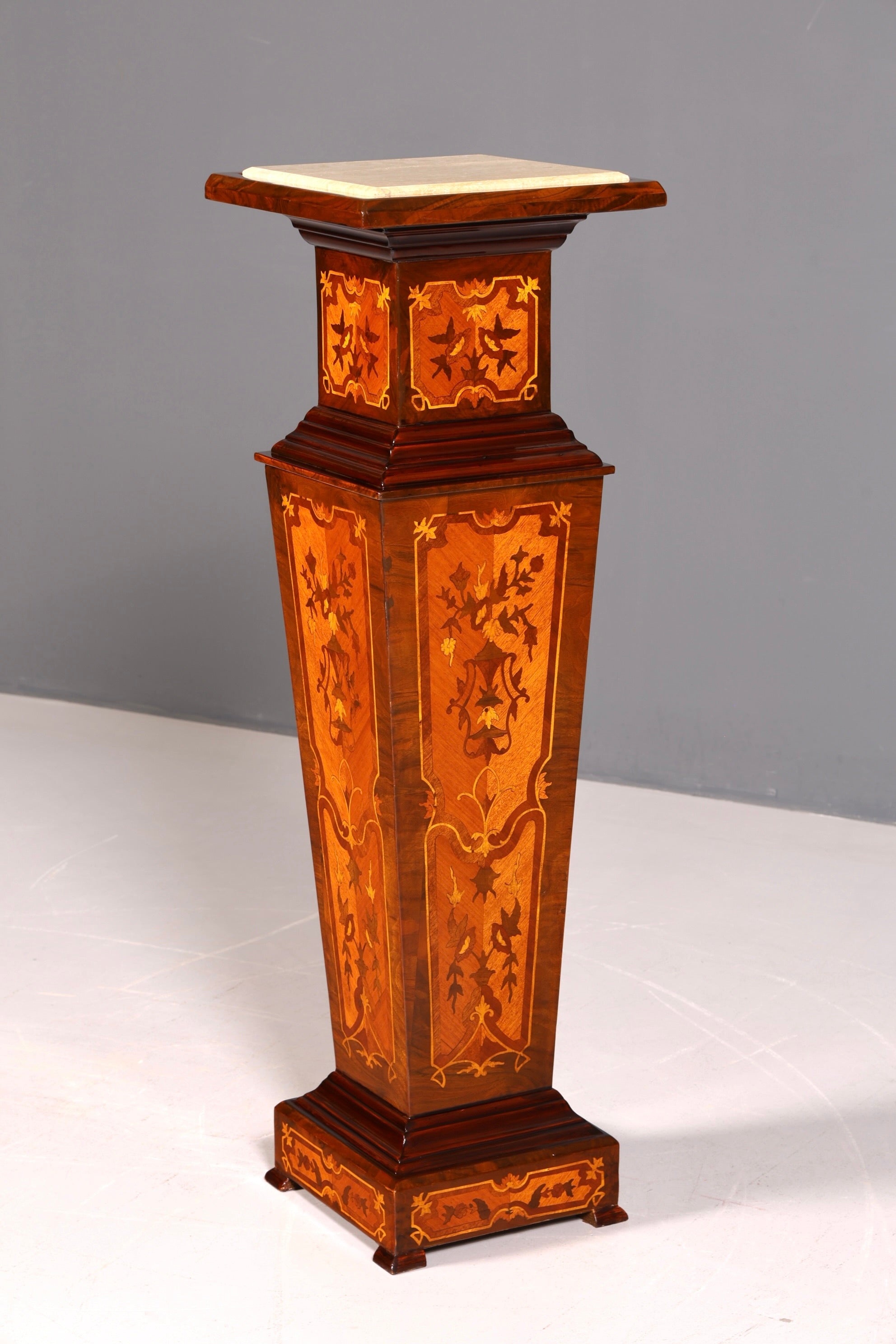 Stilvolle Barock Säule Louis XV Blumensäule Marmor Ablage Naturstein Intarsien Antik Stil