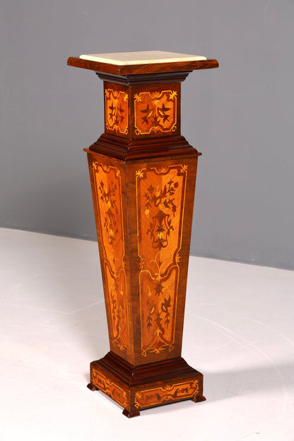 Stilvolle Barock Säule Louis XV Blumensäule Marmor Ablage Naturstein Intarsien Antik Stil