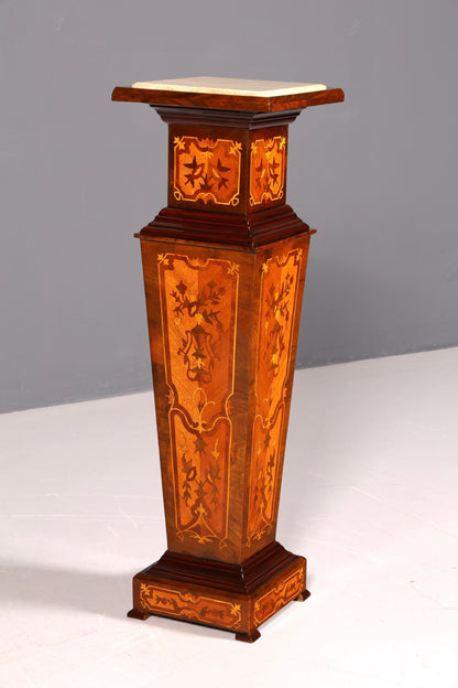 Stilvolle Barock Säule Louis XV Blumensäule Marmor Ablage Naturstein Intarsien Antik Stil