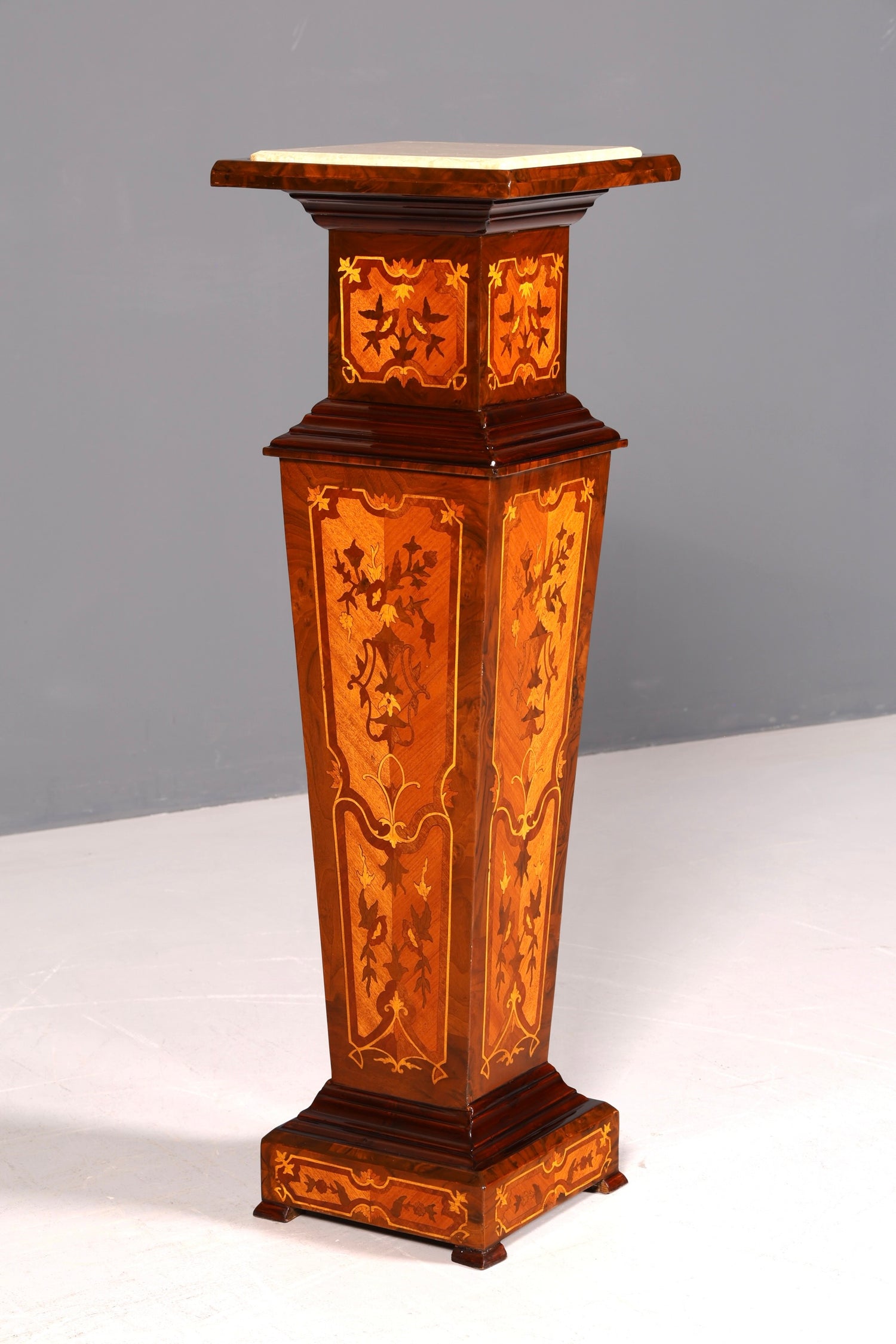 Edle Barock Säule Louis XV Blumensäule Antik Marmor Tisch Naturstein Intarsien Dekosäule