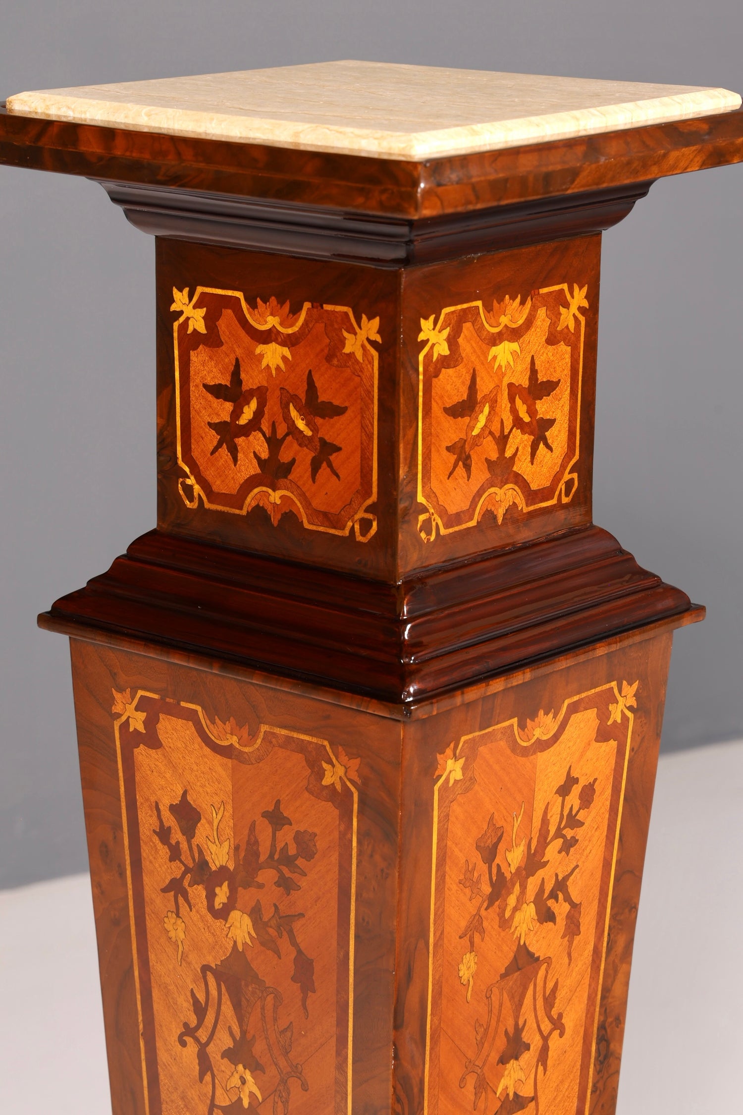 Edle Barock Säule Louis XV Blumensäule Antik Marmor Tisch Naturstein Intarsien Dekosäule