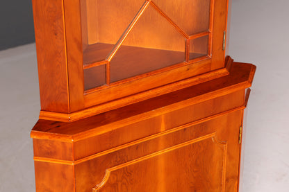 Wunderschöne Englische Eckvitrine Eibe Echt Holz Schrank Eckschrank Glasvitrine Vitrine Vintage