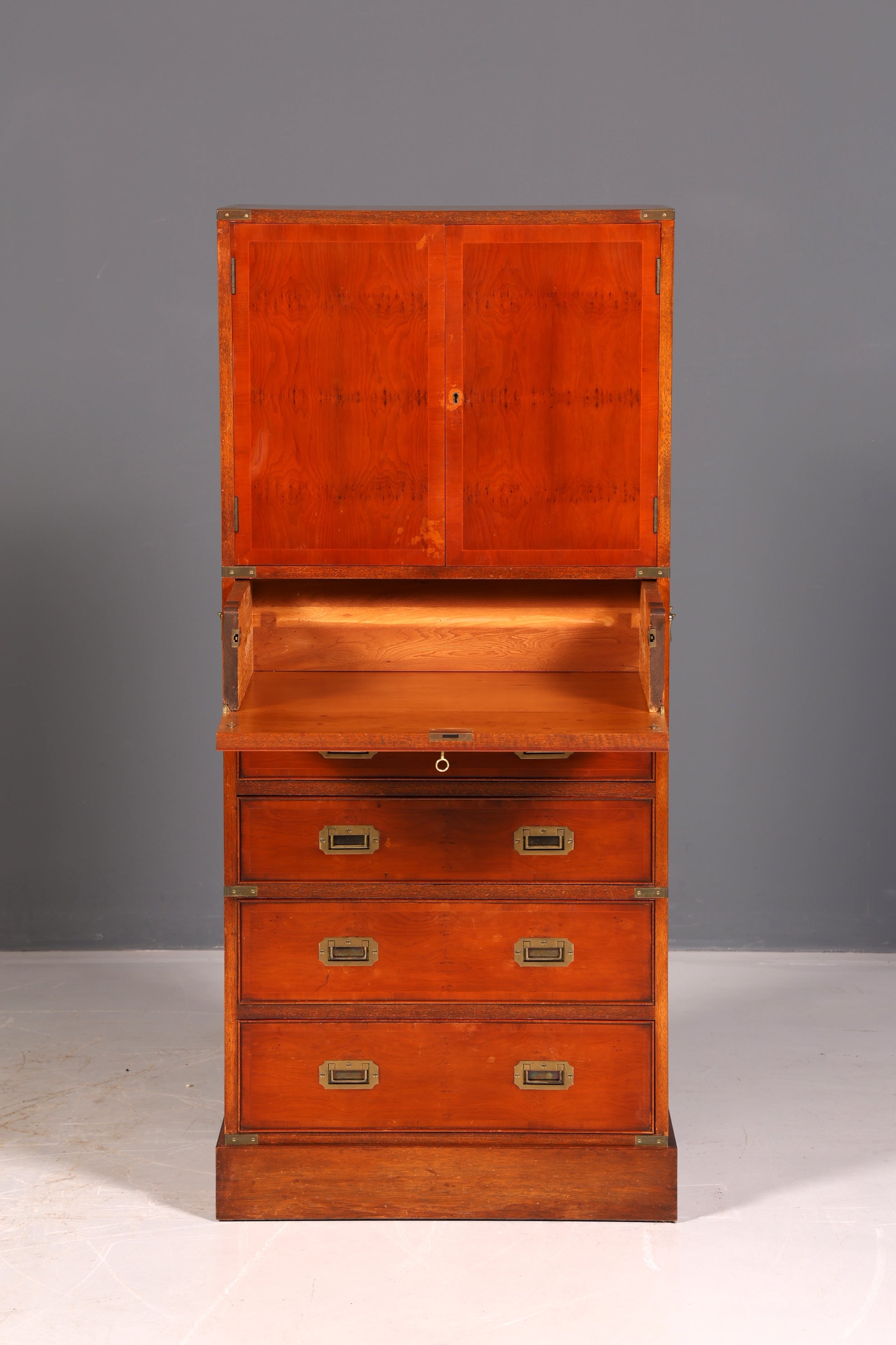 Wunderschöner Maritimer Schrank Vertiko Military Chest Kommode Sekretär Schubladenschrank Antik Sekretär Vintage