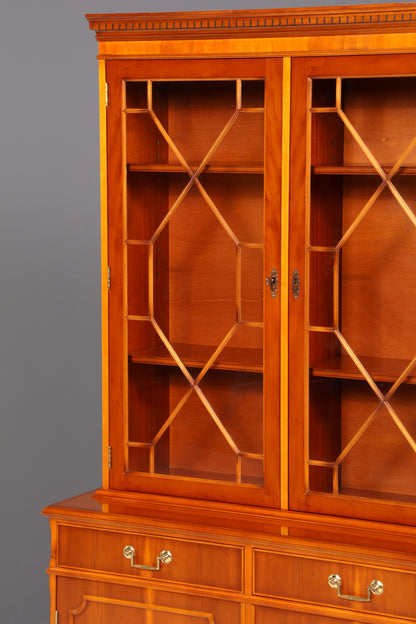 Wunderschöne Englische Vitrine Eibe Bücherschrank Buffet Antik Glasvitrine Schrank Vintage