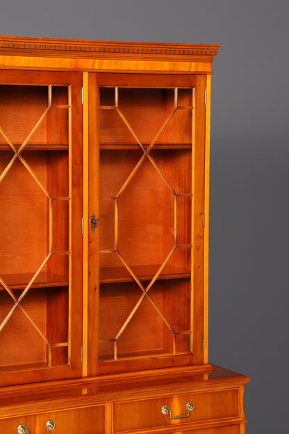 Wunderschöne Englische Vitrine Eibe Bücherschrank Buffet Antik Glasvitrine Schrank Vintage