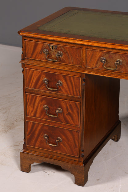 Wunderschöner Englischer Schreibtisch Mahagoni echt Lederauflage Bürotisch Antik Office Desk Vintage