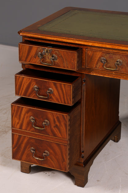 Wunderschöner Englischer Schreibtisch Mahagoni echt Lederauflage Bürotisch Antik Office Desk Vintage