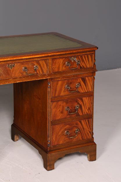 Wunderschöner Englischer Schreibtisch Mahagoni echt Lederauflage Bürotisch Antik Office Desk Vintage