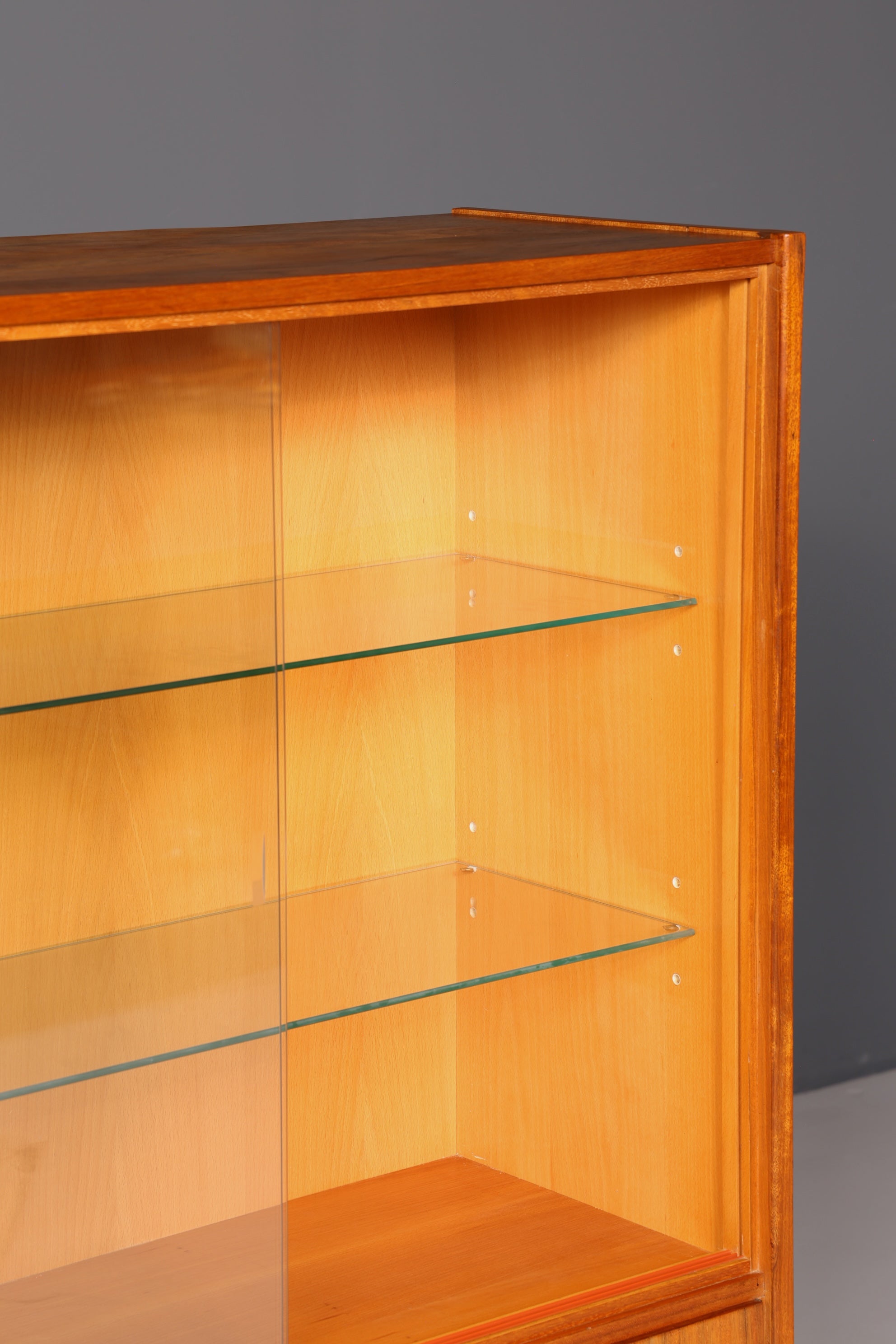 Wunderschöner Mid Century Schrank Vintage Highboard Vitrine Bücherschrank Wohnzimmerschrank Barschrank echt Holz 60er