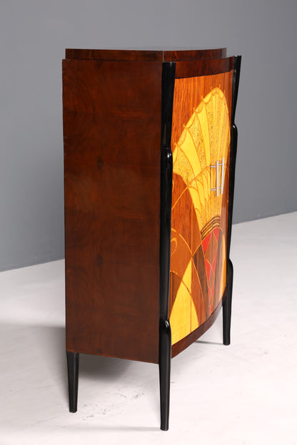 AD91-13 Meuble haut de style Art déco, commode Vertiko, armoire Sun