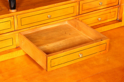 Magnifique secrétaire Biedermeier original vers 1860, commode antique, commode de bureau anglaise avec colonnes