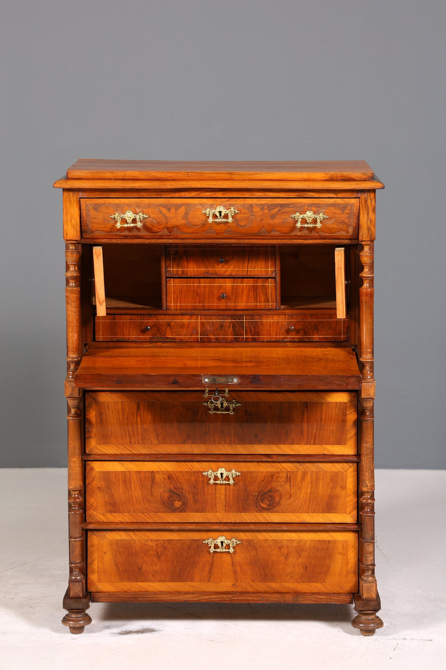 Edler Gründerzeit Sekretär Vertiko Highboard Louis Philippe Kommode um 1880