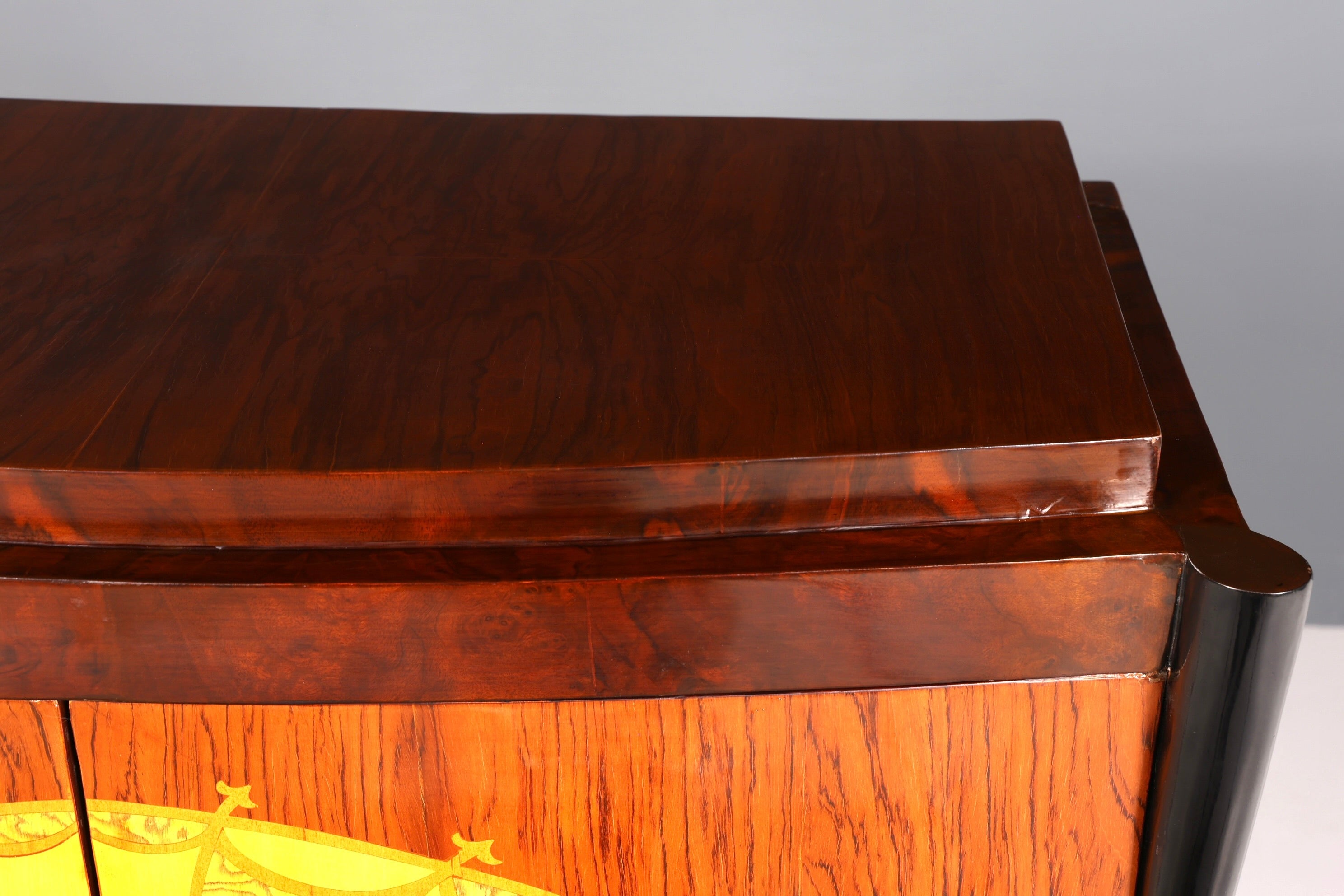 AD91-13 Meuble haut de style Art déco, commode Vertiko, armoire Sun