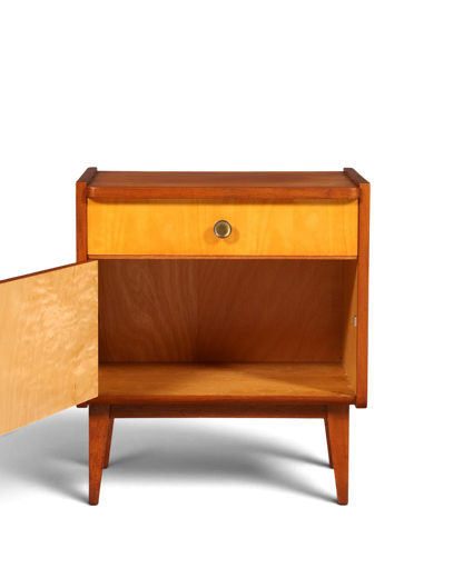 Magnifique table de chevet du milieu du siècle, commode au design danois vintage, table d’appoint, chevet rétro en bois véritable, 2 sur 2