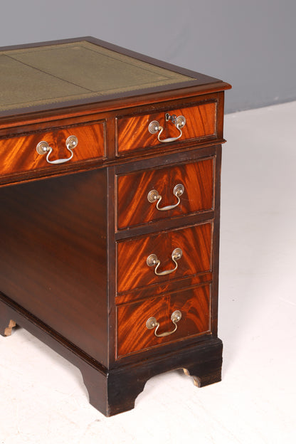 Wunderschöner Englischer Schreibtisch Mahagoni echt Lederauflage Bürotisch Antik Office Desk Schreibtisch