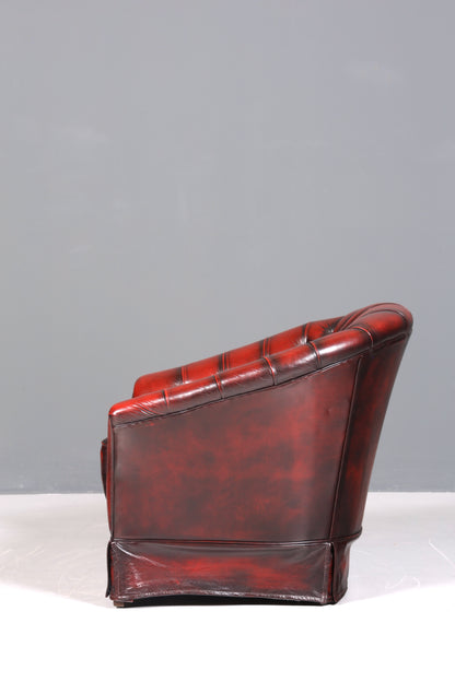 Stilvoller Original Chesterfield Sessel Englischer Armlehnsessel Oxblood Englisch Herrensessel 2 von 2