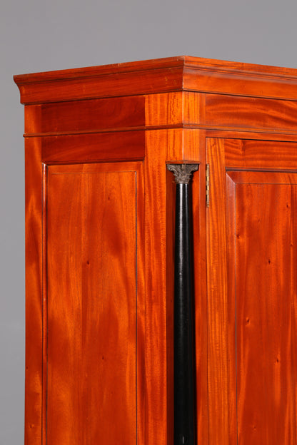 Beautiful Biedermeier wardrobe, mahogany, antique, column cabinet, hallway cabinet, linen cabinet, solid wood