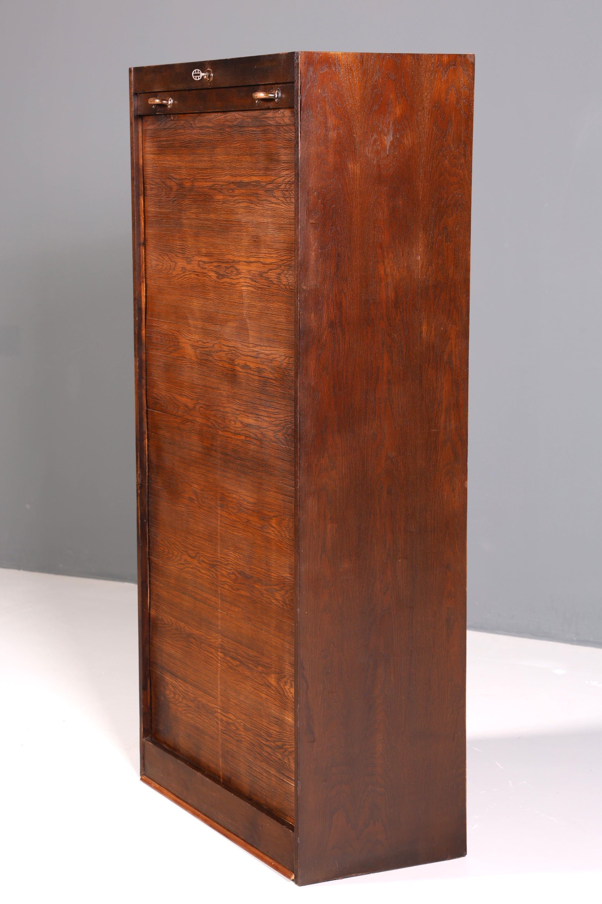 Simple mid-century roll-top cabinet, Bauhaus style, apothecary cabinet, Art Deco filing cabinet, office cabinet