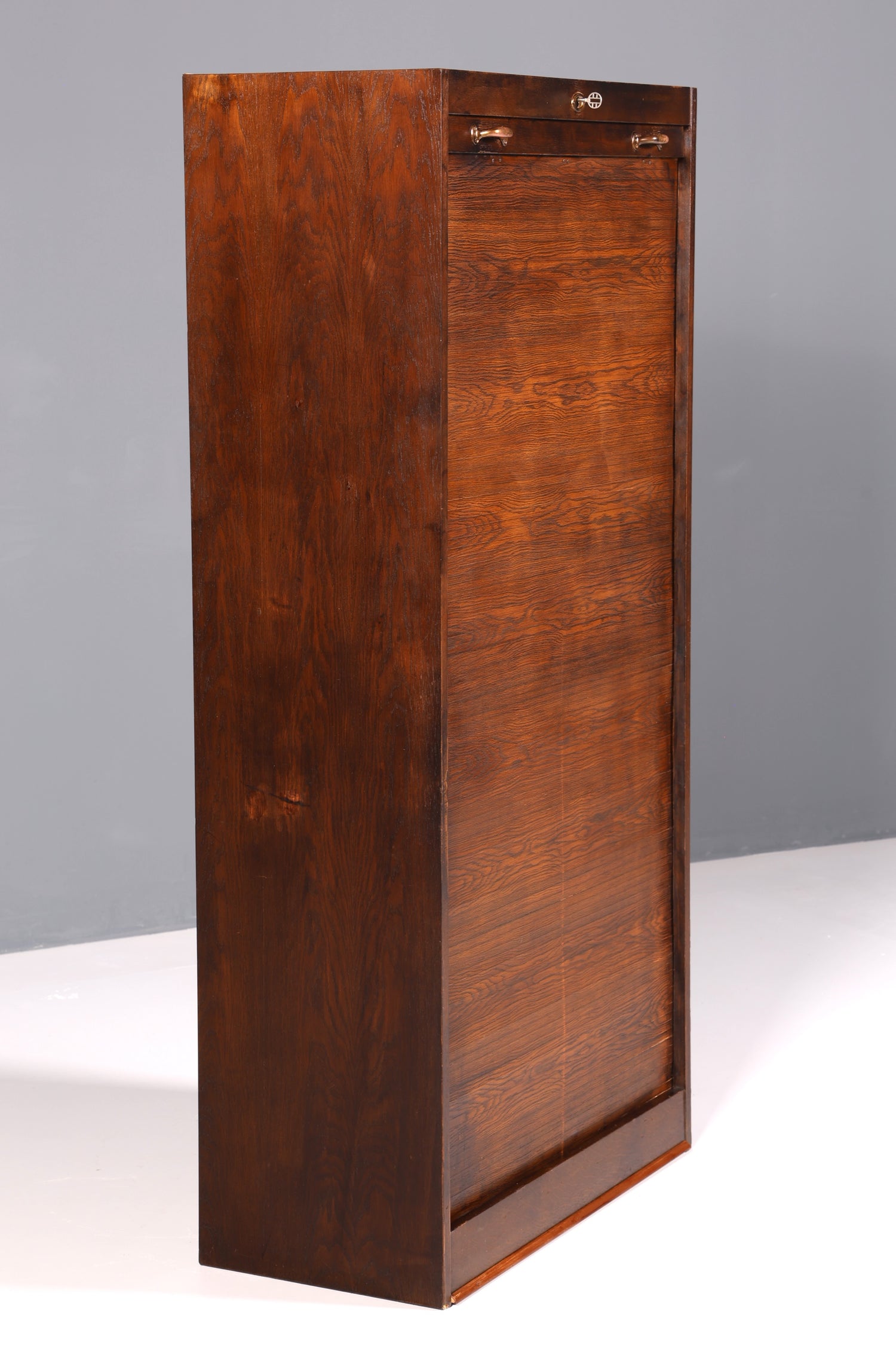 Simple mid-century roll-top cabinet, Bauhaus style, apothecary cabinet, Art Deco filing cabinet, office cabinet