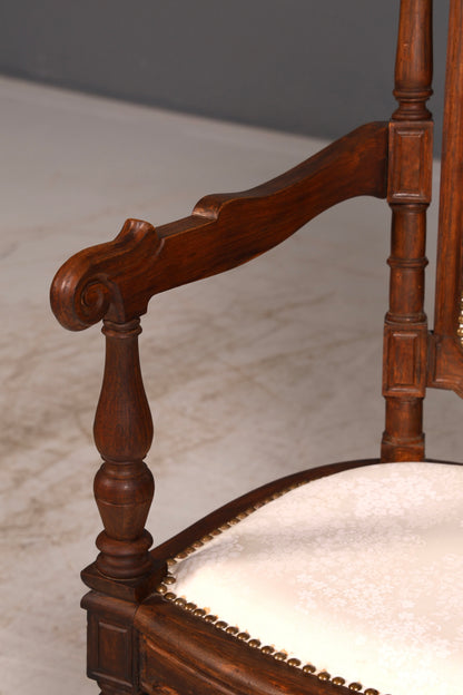 Élégant fauteuil de style néorenaissance, chaise ancienne de l’époque Gründerzeit, chaise de secrétaire, chaise de bureau, chaise rembourrée 2 sur 2