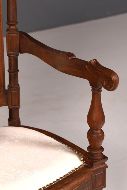 Élégant fauteuil de style néorenaissance, chaise ancienne de l’époque Gründerzeit, chaise de secrétaire, chaise de bureau, chaise rembourrée 2 sur 2
