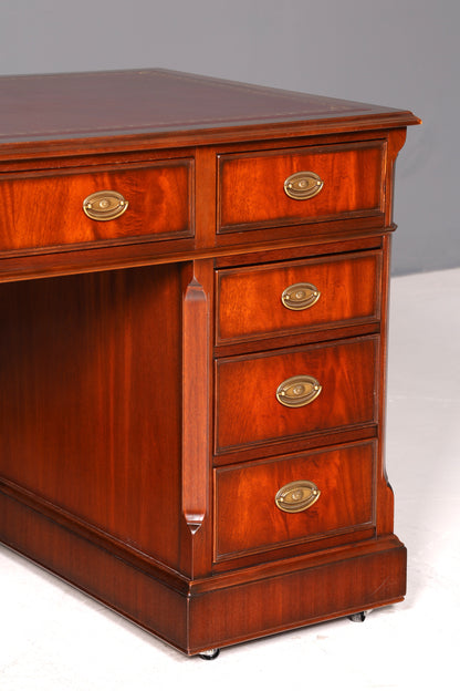 Wunderschöner Original Heldense Englischer Schreibtisch Echt Lederauflage Bürotisch Antik Office Desk