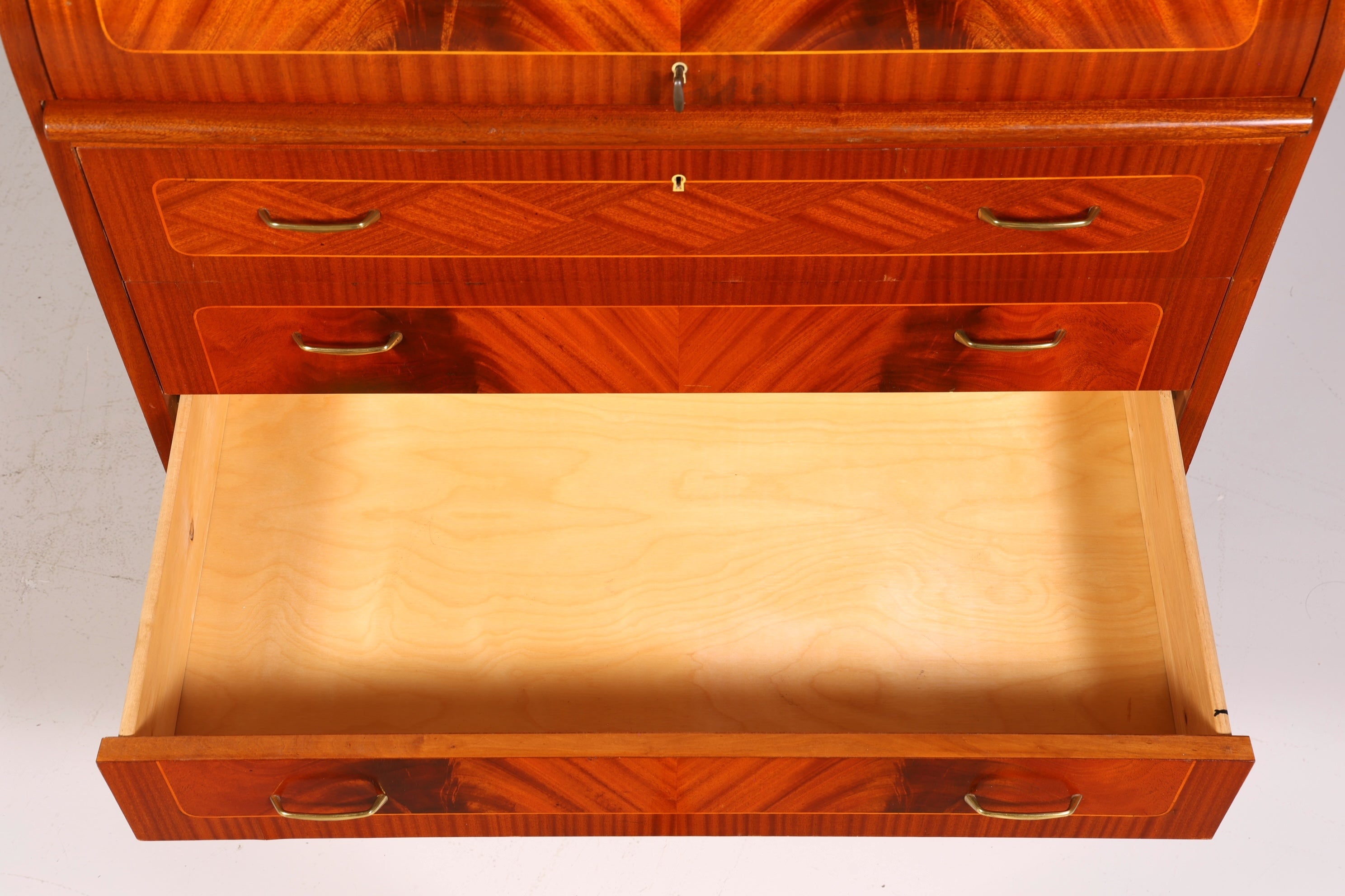 F224 Finish cm Wunderschöner Mid Century Rollladen Sekretär echt Holz Büro Schrank Vintage Schreibkommode