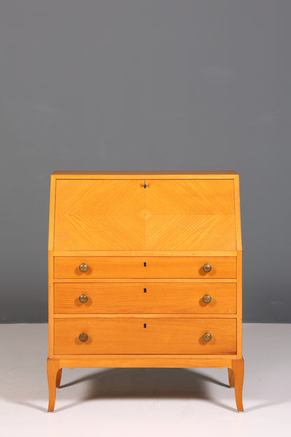 F226 Finish cm Schlichter Mid Century Sekretär Vintage Schreibmöbel echt Holz Kommode Office Secretary