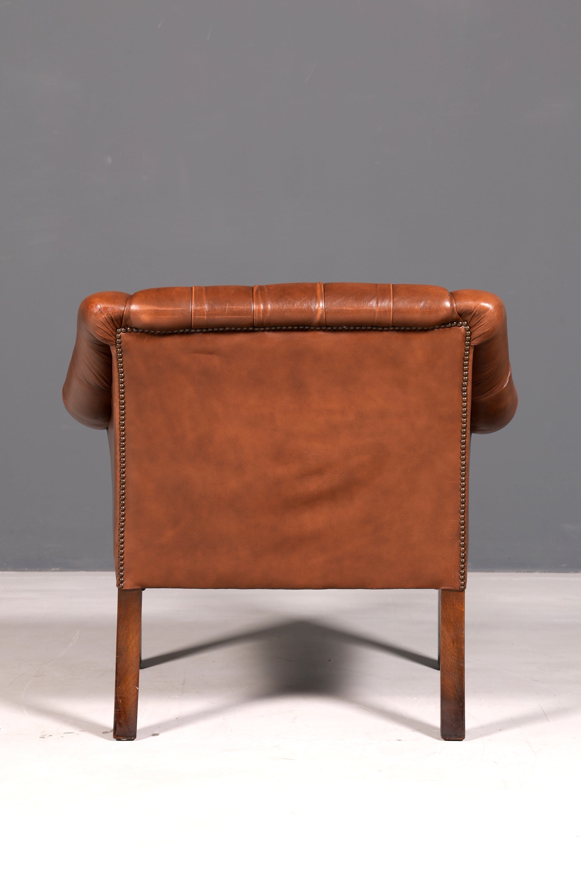 Fauteuil Chesterfield élégant fauteuil club en cuir véritable marron fauteuil anglais à accoudoirs fauteuil en cuir
