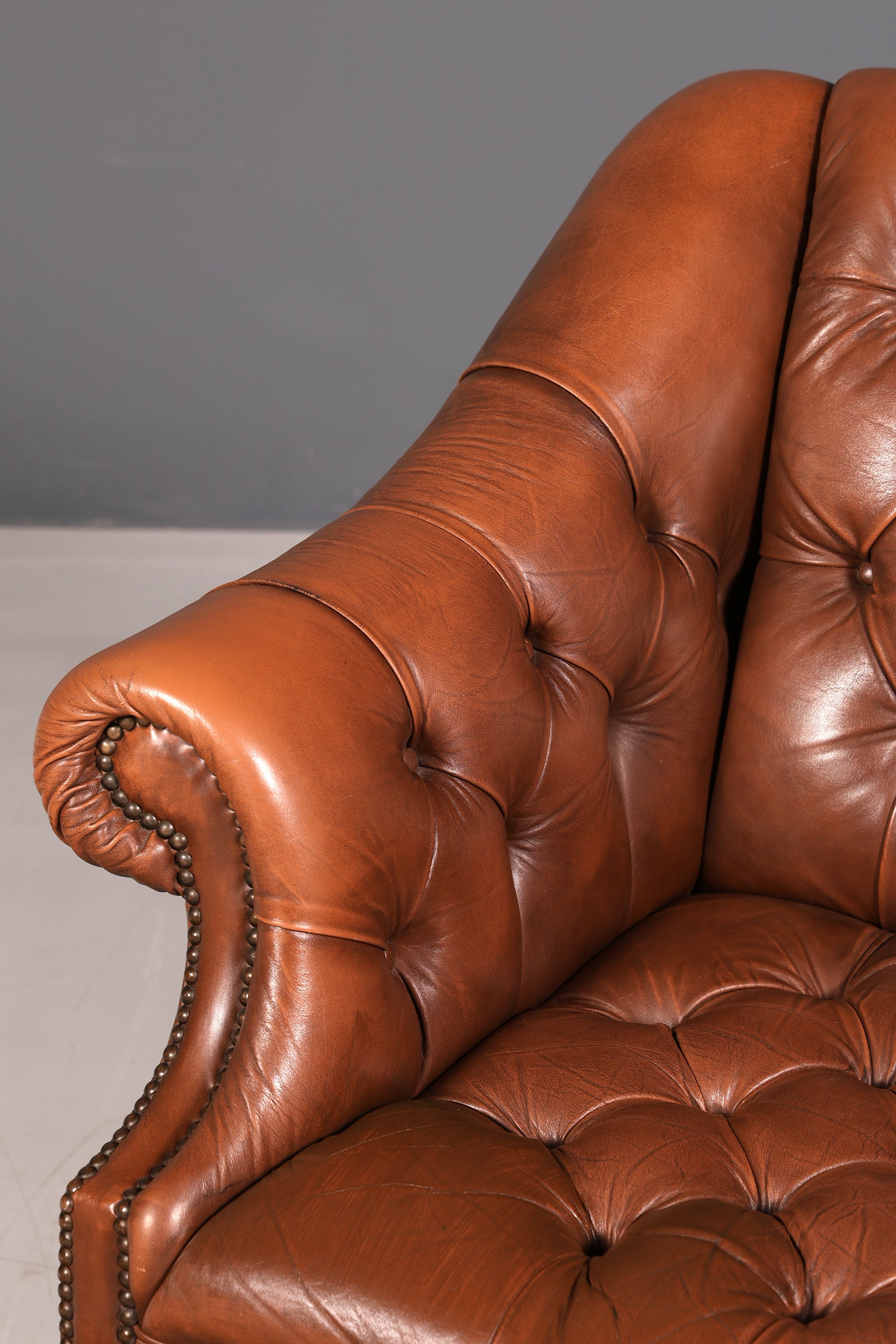 Fauteuil Chesterfield élégant fauteuil club en cuir véritable marron fauteuil anglais à accoudoirs fauteuil en cuir