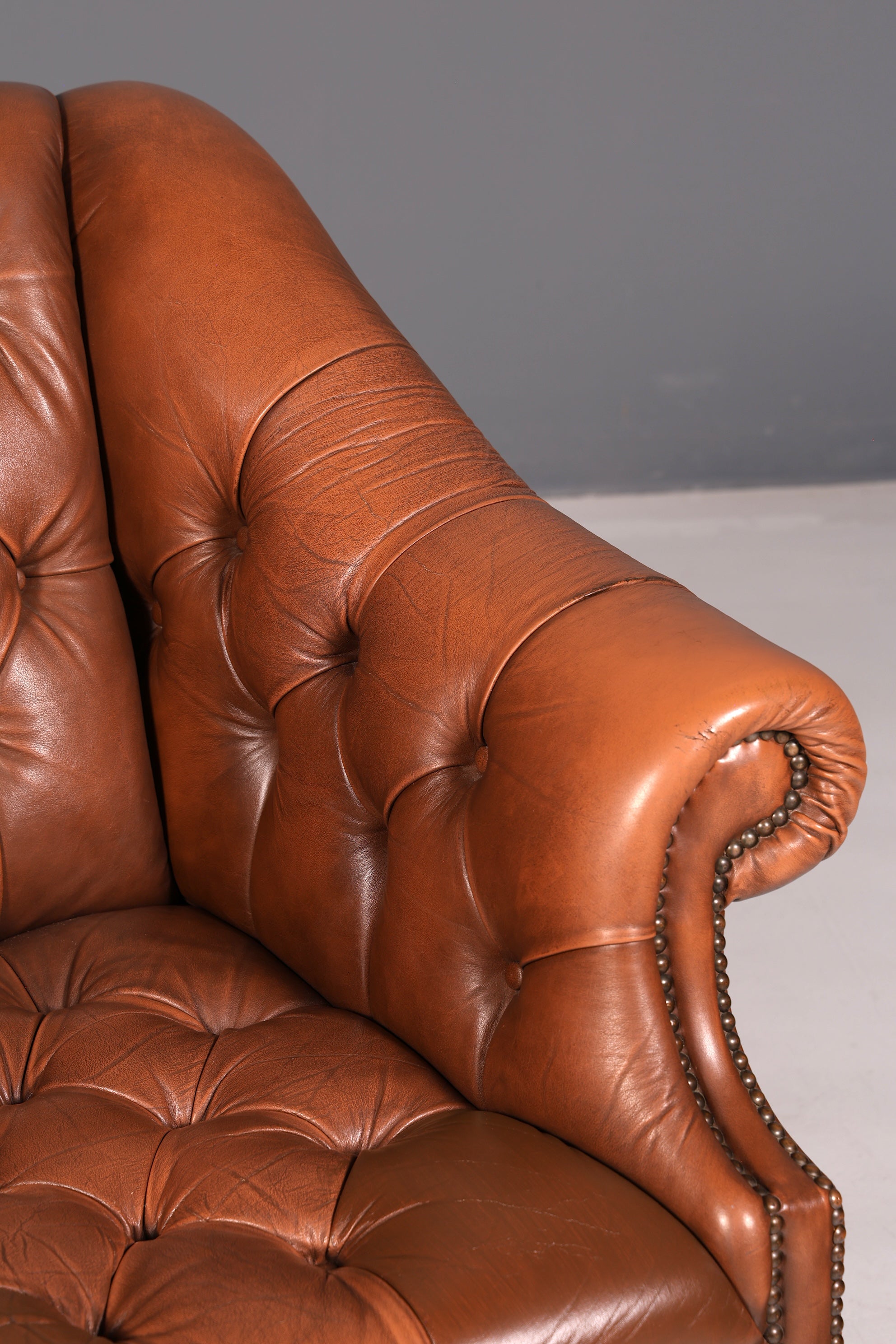 Fauteuil Chesterfield élégant fauteuil club en cuir véritable marron fauteuil anglais à accoudoirs fauteuil en cuir