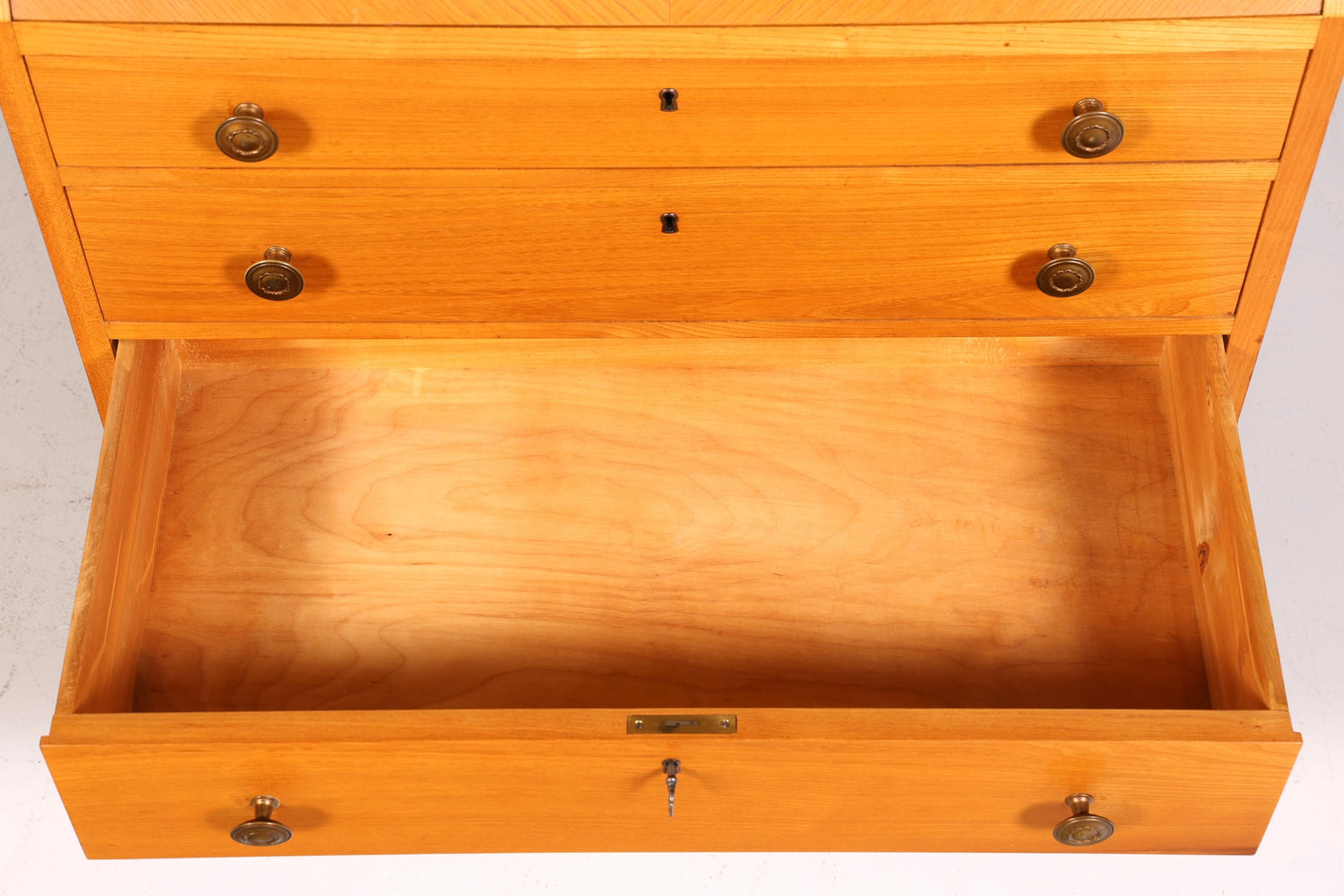 F226 Finish cm Schlichter Mid Century Sekretär Vintage Schreibmöbel echt Holz Kommode Office Secretary