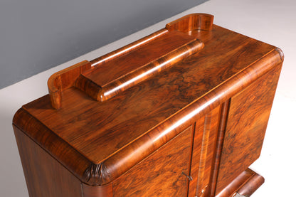 Wunderschöner Original Art Deco Schrank Nussbaum Sideboard massiv Holz Antik Anrichte