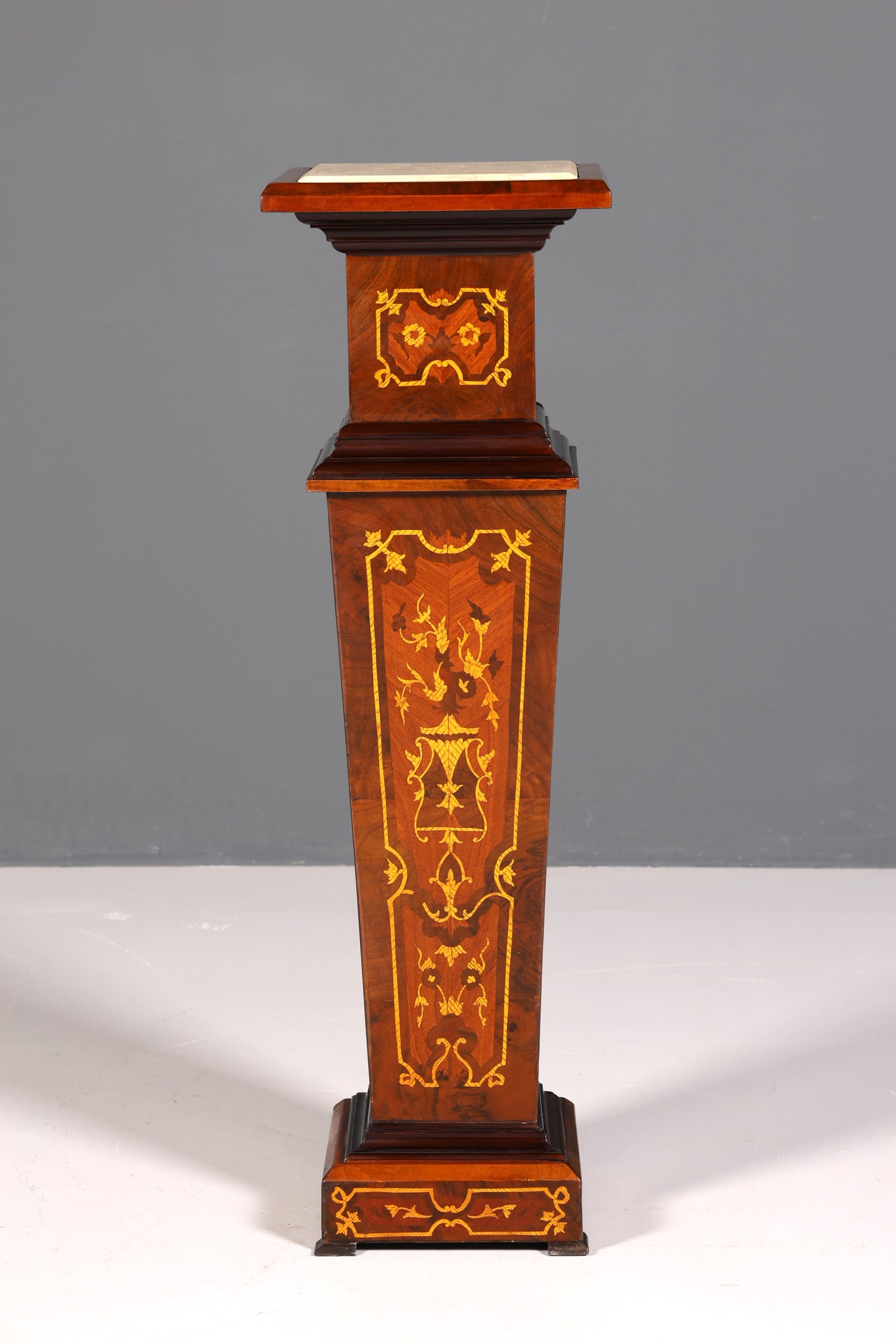 Stilvolle Barock Stil Säule Louis XV Blumensäule Naturstein Marmor Intarsien Ablage Tisch