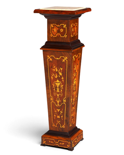 Stilvolle Barock Stil Säule Louis XV Blumensäule Naturstein Marmor Intarsien Ablage Tisch