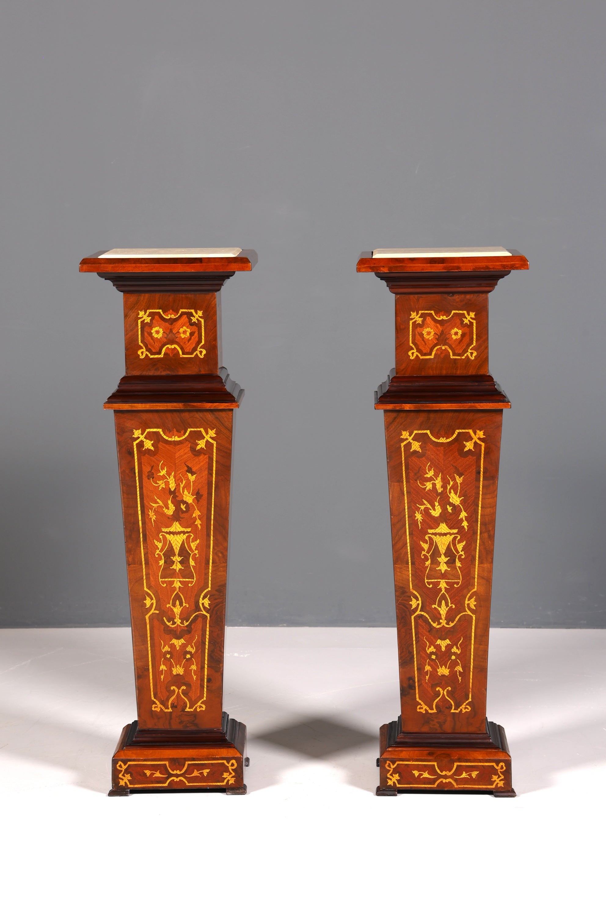 Stilvolle Barock Stil Säule Louis XV Blumensäule Naturstein Marmor Intarsien Ablage Tisch