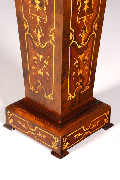 Edle Barock Stil Säule Louis XV Blumensäule Naturstein Marmor Intarsien Ablage Tisch