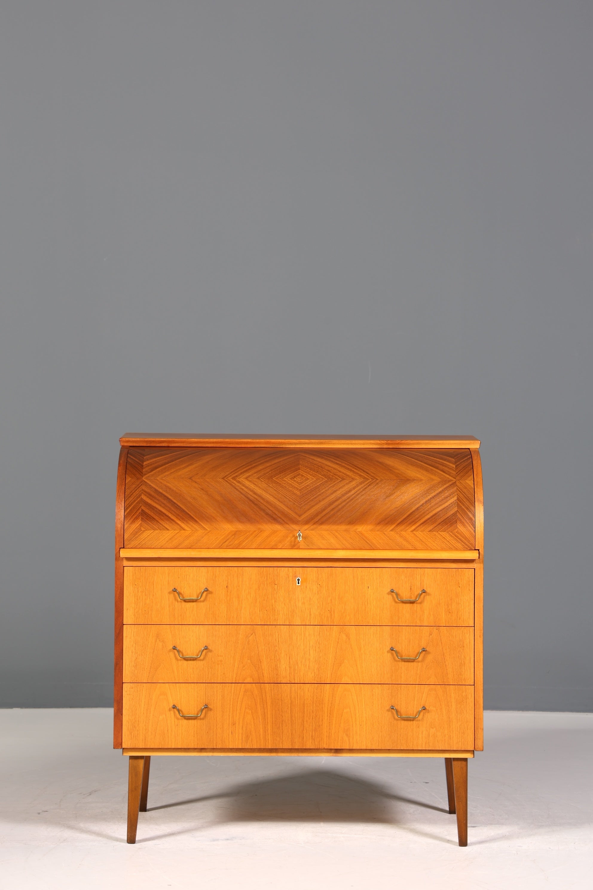 Stilvoller Mid Century Rollladen Sekretär echt Holz Büro Schrank Vintage Schreibkommode