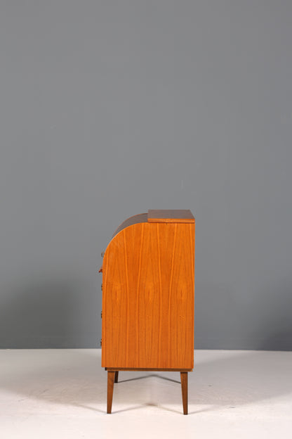 Stilvoller Mid Century Rollladen Sekretär echt Holz Büro Schrank Vintage Schreibkommode