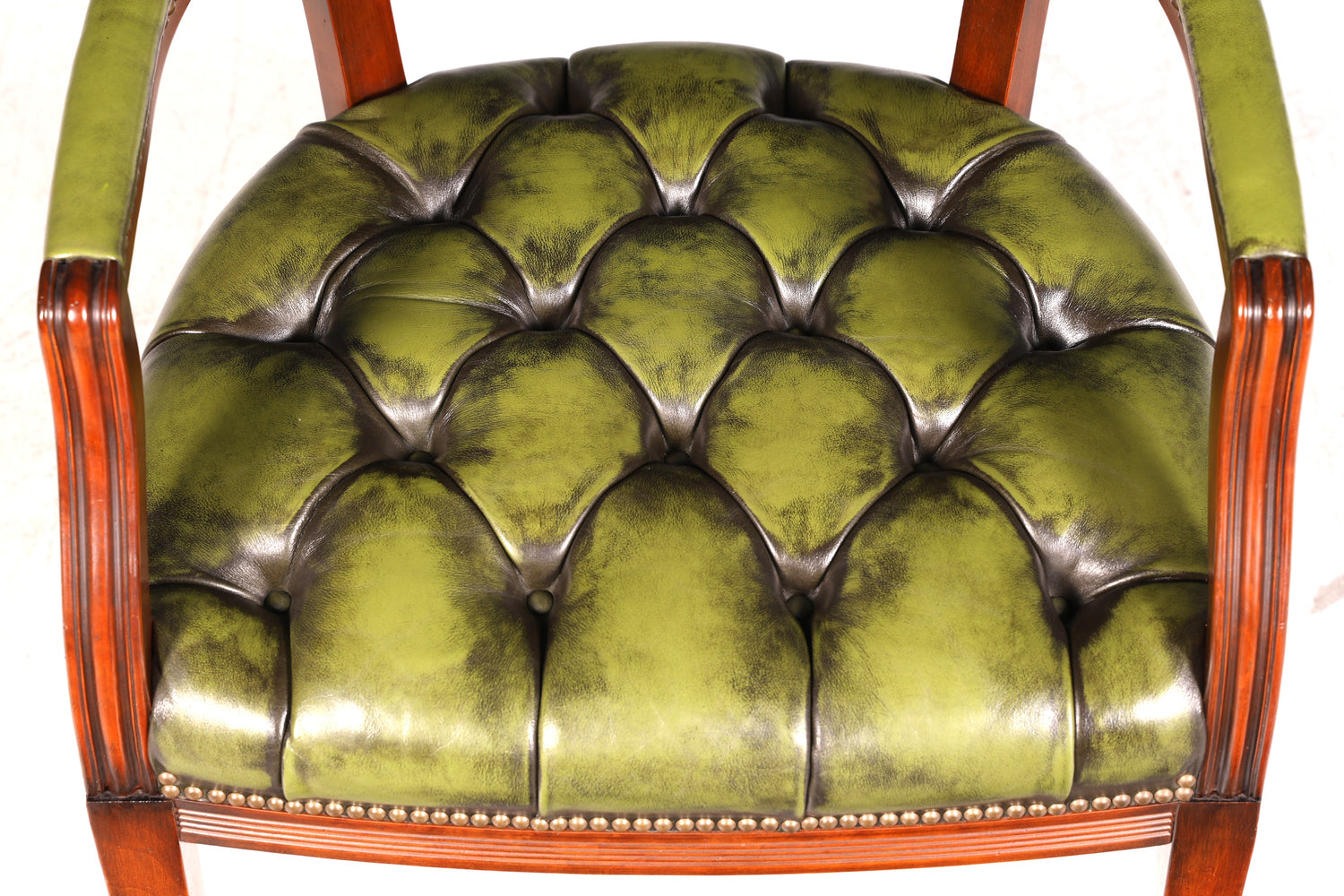 Edler Chesterfield Stuhl Englischer Armlehnstuhl Echt Leder Bürostuhl Sekretär Antik Vintage