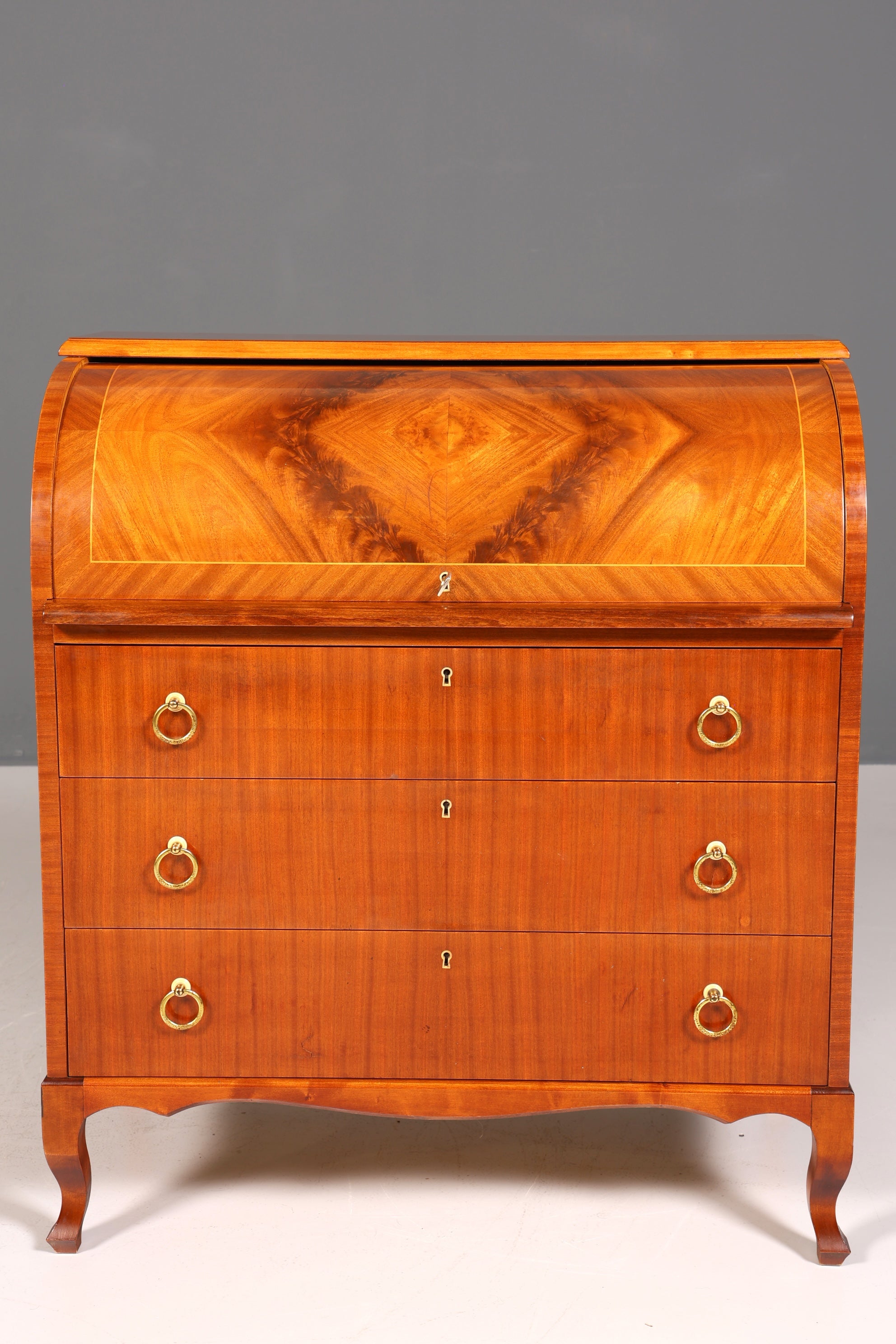 Wunderschöner Mid Century Rollladen Sekretär echt Holz Büro Schrank Vintage Schreibkommode 60s