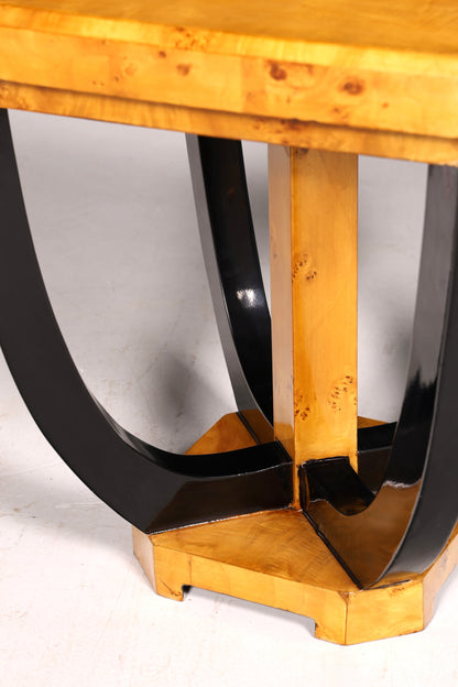Table élégante de style Art déco, table basse de luxe, table d’appoint Biedermeier en bouleau