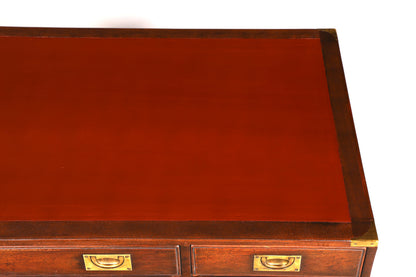 Edler Maritimer Schreibtisch Englischer Military Chest Bürotisch Office Table echt Lederauflage