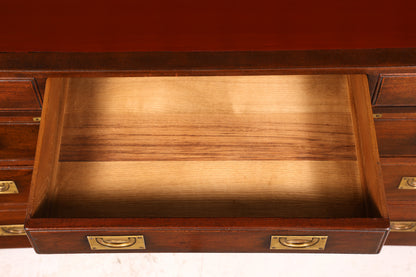 Edler Maritimer Schreibtisch Englischer Military Chest Bürotisch Office Table echt Lederauflage
