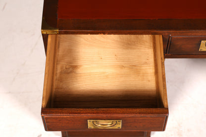 Edler Maritimer Schreibtisch Englischer Military Chest Bürotisch Office Table echt Lederauflage