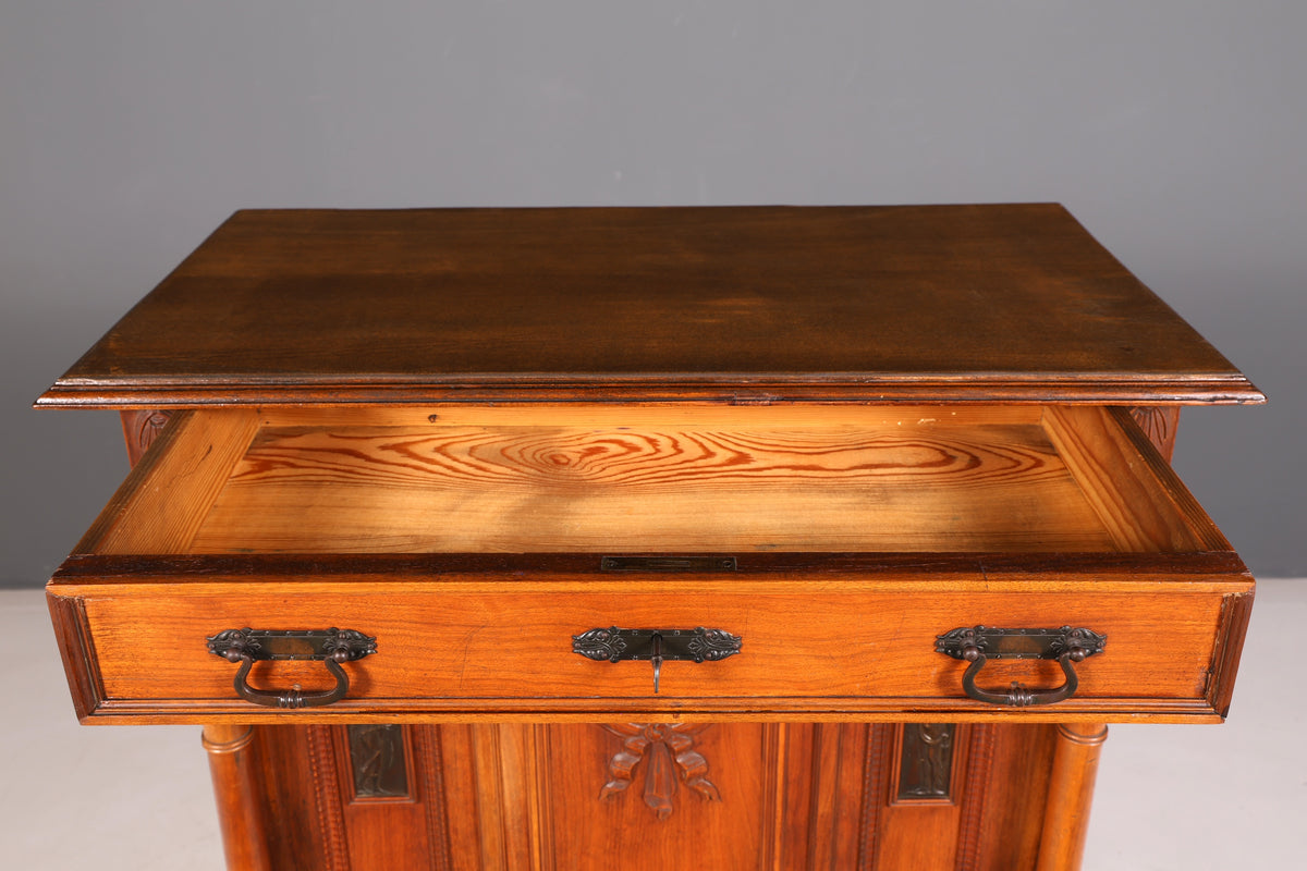 Wunderschöner Jugendstil Vertiko Schrank Antik Kabinettschrank Kommode um 1900 Massivholz