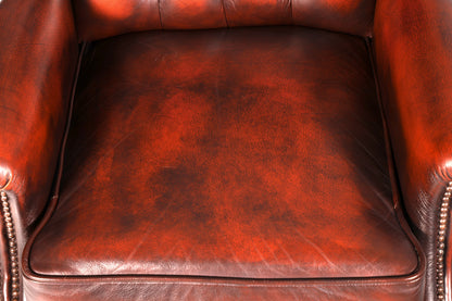 Stilvoller Original Chesterfield Queen Anne Ohrenbackensessel Englisch Echt Leder Herrensessel UK Armlehnsessel Lesesessel Vintage