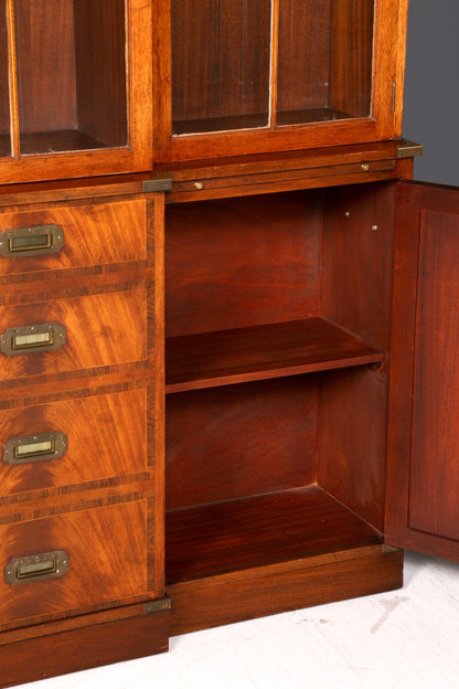 Wunderschöner Maritimer Vitrinenschrank Englisch Bibliothek Bücherschrank Buffet Antik Massiv Echt Holz Schrank UK Vintage