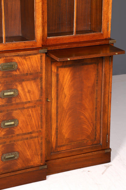 Wunderschöner Maritimer Vitrinenschrank Englisch Bibliothek Bücherschrank Buffet Antik Massiv Echt Holz Schrank UK Vintage