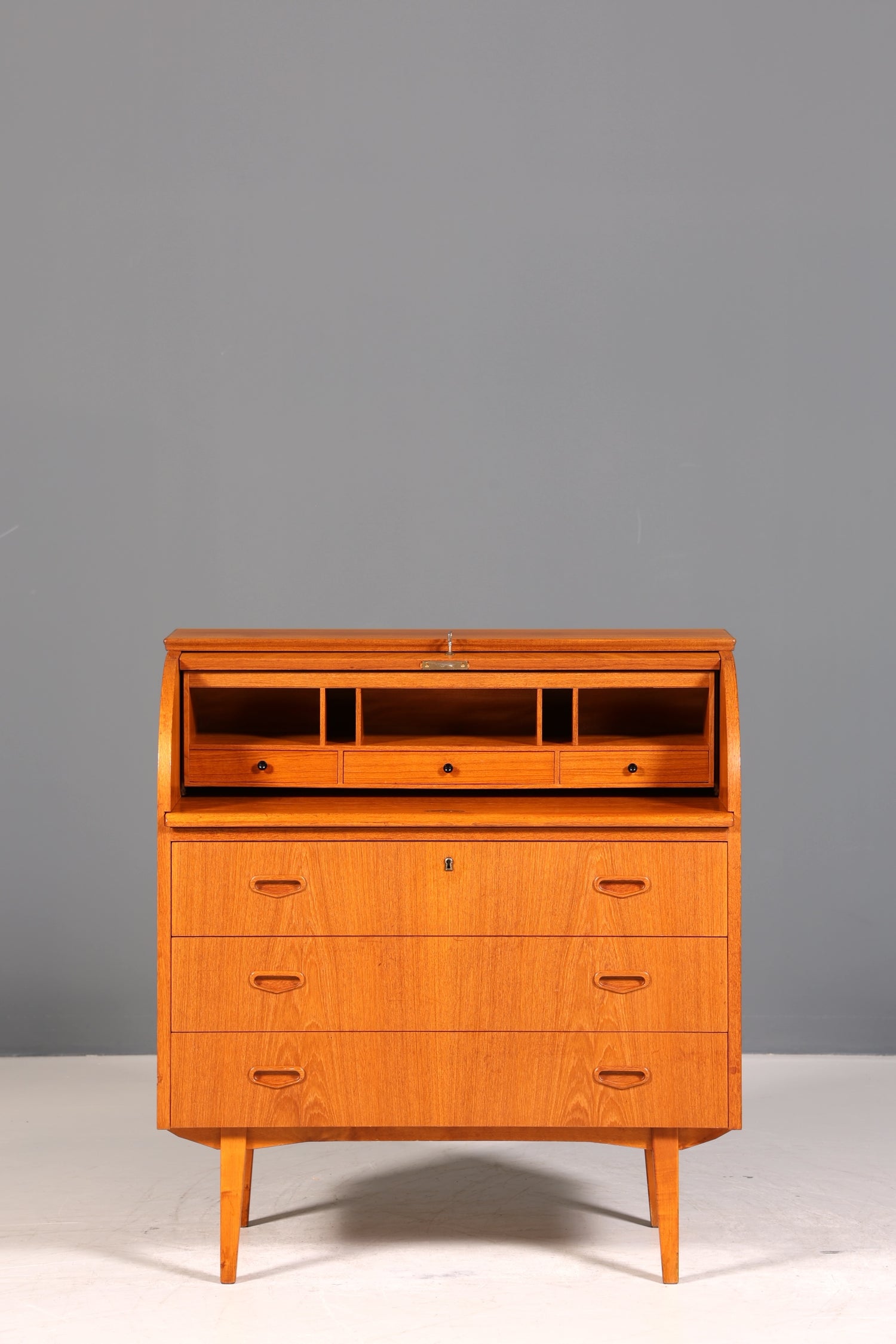 Wunderschöner Mid Century Rollladen Sekretär echt Holz Büro Schrank Vintage Schreibkommode